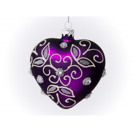 serce dekorowane kamieniami ozdobnymi fioletowe